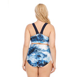 Women's Plus Size Wide Strap Swimsuit Leaf Pattern Bottoms Two Piece Swimsuit