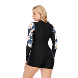 Women's Plus Size Rash Guard One Piece Zipper Swimsuit Surfing Swimwear