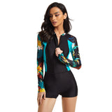 Lulunesy floral printed one piece front zipper womens wetsuits