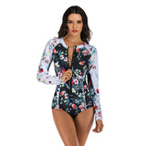 Lulunesy women swimsuit floral printed long sleeve bathing suit