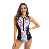 One Piece Swimsuit for Women Zipper Bathing Suit