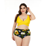 Lulunesy Women's Plus Size printed High Waist Bikini Swimsuit