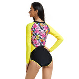 Lulunesy one piece swimwear for women front zipper yellow swimsuit