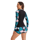Two Piece Long Sleeve Swimsuit for Women boyshort Women's Print Bathing Suit Swimwear