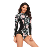 Lulunesy long sleeve print floral one piece swimsuit for women