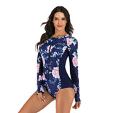 Lulunesy long sleeve rush guard floral surfing swimsuit one piece